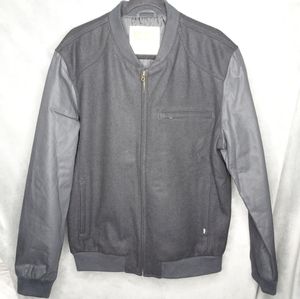 Levis Mens Jacket Large Black Varsity Bomber Wool Blend Casual Classic